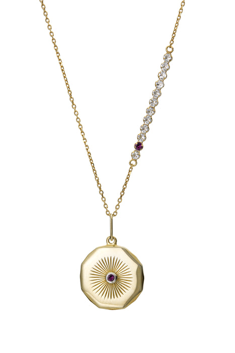 Sterling Silver Gold Plated Crystal Disc Charm Necklace