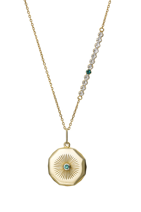 Sterling Silver Gold Plated Crystal Disc Charm Necklace