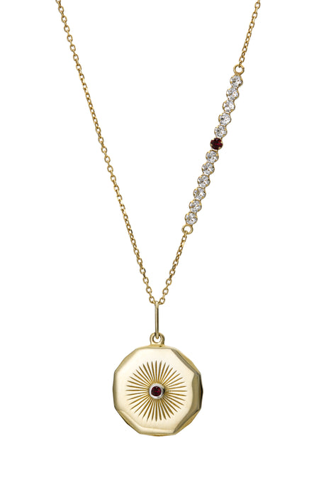 Sterling Silver Gold Plated Crystal Disc Charm Necklace