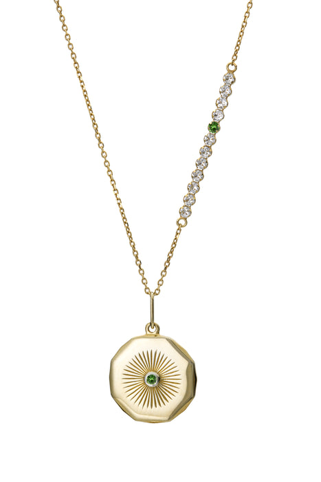 Sterling Silver Gold Plated Crystal Disc Charm Necklace