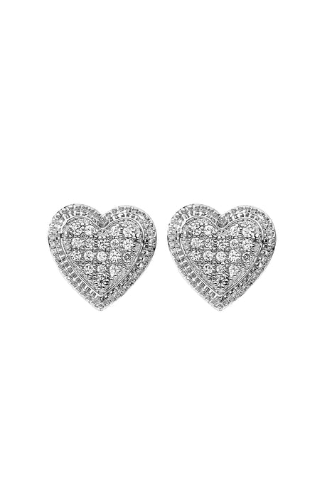 Sterling Silver 0.10ct Diamond Heart Stud Earrings