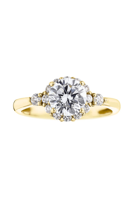 9ct Yellow Gold Halo Vintage Cubic Zirconia Ring