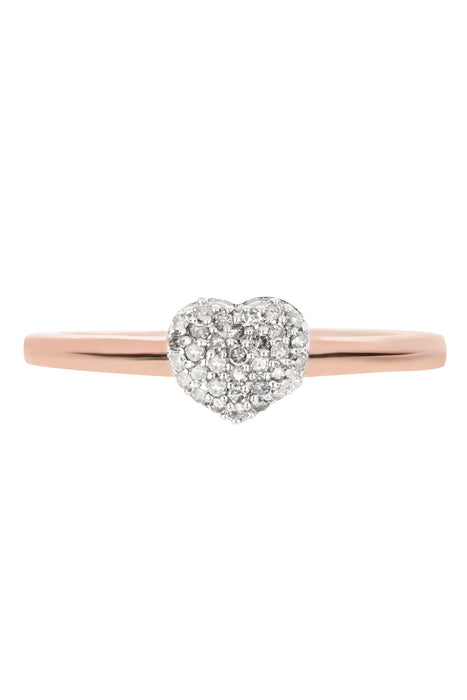 Sterling Silver Rose Gold Plated 0.10ct Diamond Heart Cluster Ring