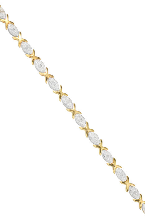 Sterling Silver Gold Plated 0.10ct Diamond Kiss Bracelet