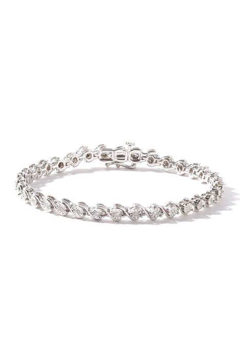 Sterling Silver 0.20ct Diamond Illusion Plate Bracelet