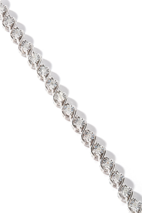 Sterling Silver 0.20ct Diamond Swirl Bracelet