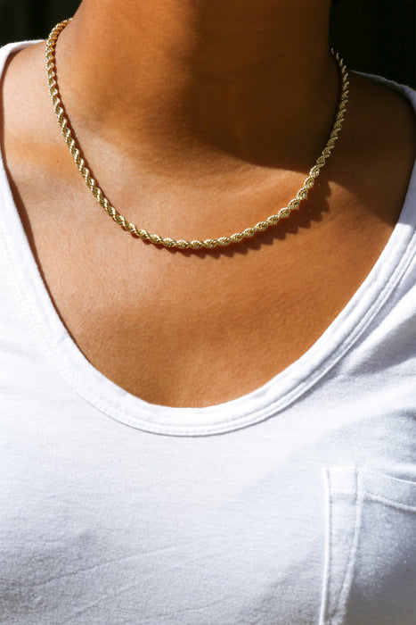 9ct Yellow Gold & Sterling Silver Bonded Rope Chain