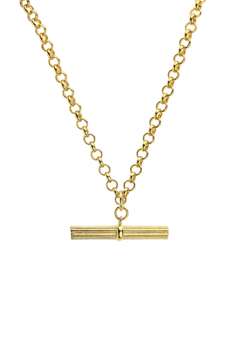 18ct Gold Plated Sterling Silver T-Bar Rolo Necklace