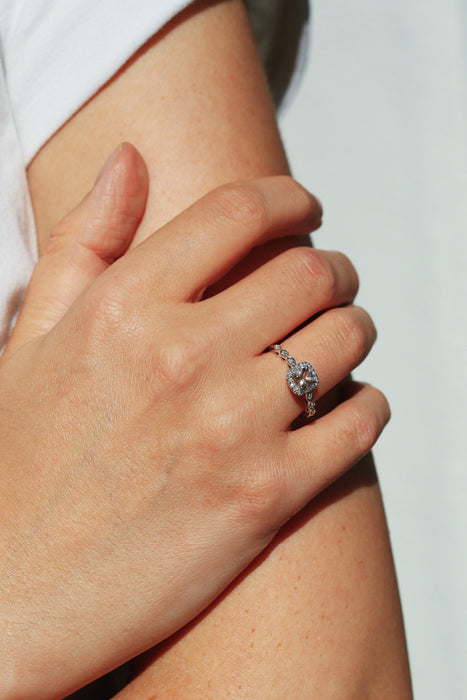 9ct White Gold Morganite and 0.10ct Diamond Ring