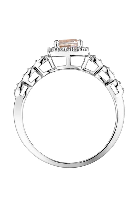 9ct White Gold Morganite and 0.10ct Diamond Ring