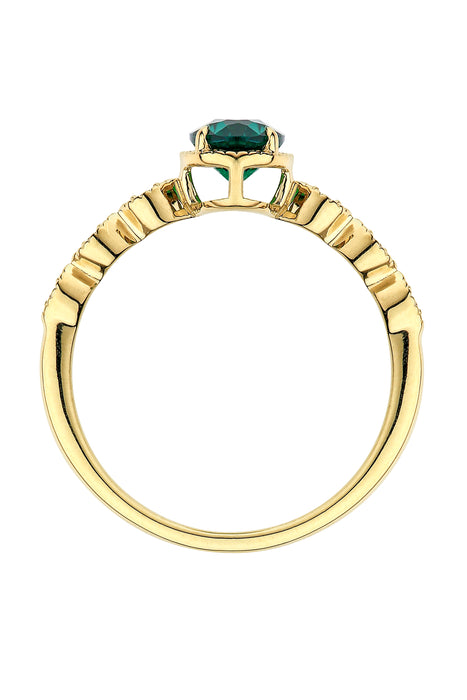 9ct Yellow Gold Created Emerald and Diamond Ring