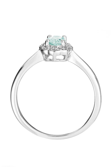 9ct White Gold Aquamarine and Diamond Ring