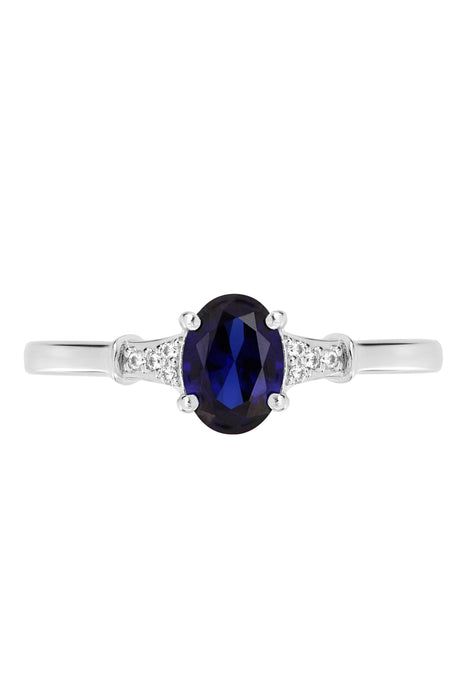 9ct White Gold Created Sapphire and Diamond Ring