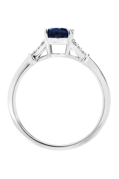 9ct White Gold Created Sapphire and Diamond Ring