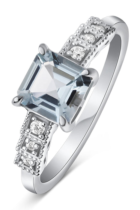 9ct White Gold Aquamarine and Diamond Ring