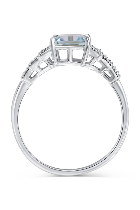 9ct White Gold Aquamarine and Diamond Ring