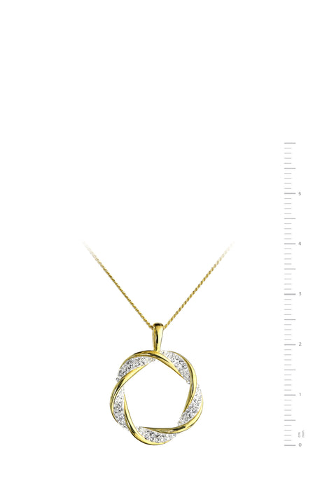 Sterling Silver Gold Plated Crystal Swirl Pendant Necklace