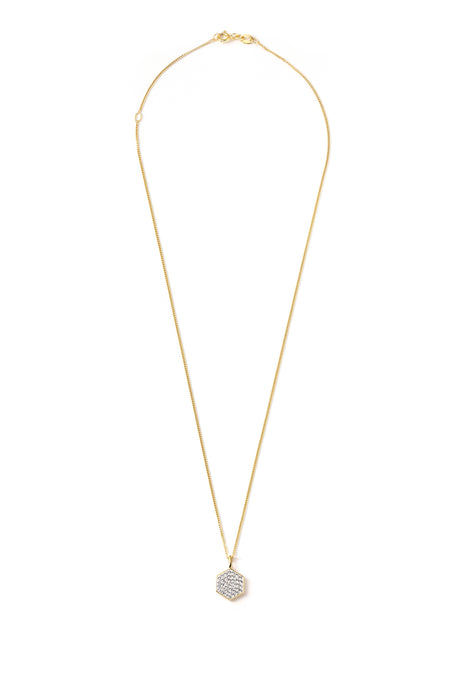 Sterling Silver Gold Plated Crystal Hexagon Pendant Necklace