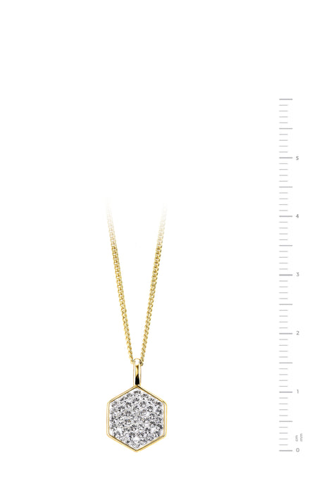 Sterling Silver Gold Plated Crystal Hexagon Pendant Necklace