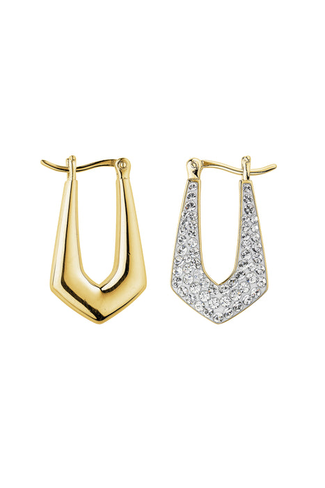 Sterling Silver Gold Plated Crystal Crystal Geo Hoop Earrings