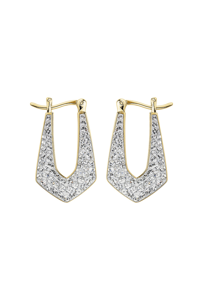 Sterling Silver Gold Plated Crystal Crystal Geo Hoop Earrings