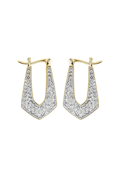 Sterling Silver Gold Plated Crystal Crystal Geo Hoop Earrings