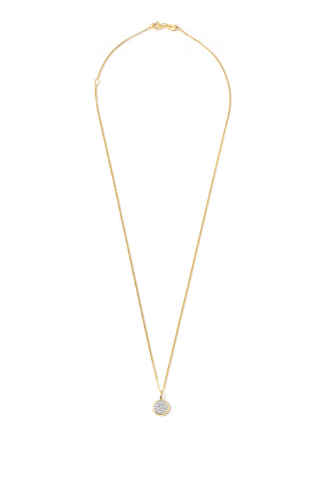 Sterling Silver Gold Plated Crystal  Round Pendant Necklace