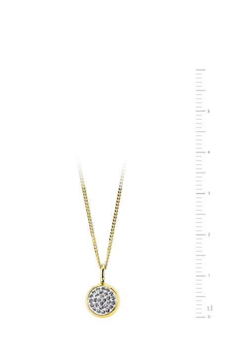 Sterling Silver Gold Plated Crystal  Round Pendant Necklace