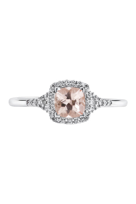 9ct White Gold Morganite and Diamond Ring