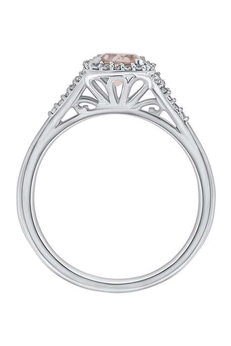 9ct White Gold Morganite and Diamond Ring