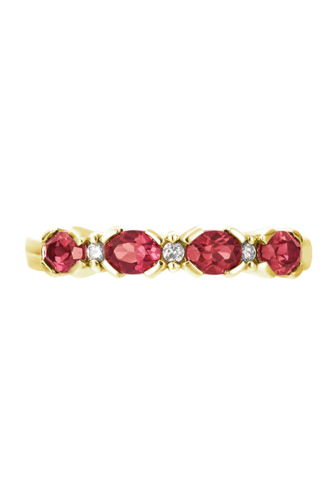 9ct Yellow Gold Created Ruby and Diamond Eternity Ring