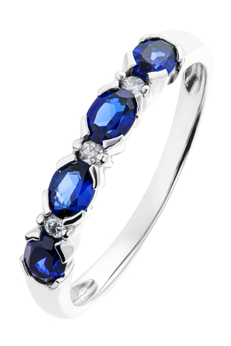 9ct White Gold Created Sapphire and Diamond Eternity Ring