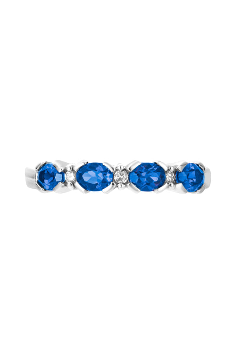 9ct White Gold Created Sapphire and Diamond Eternity Ring