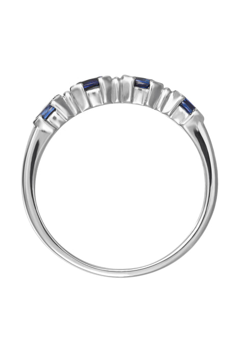 9ct White Gold Created Sapphire and Diamond Eternity Ring