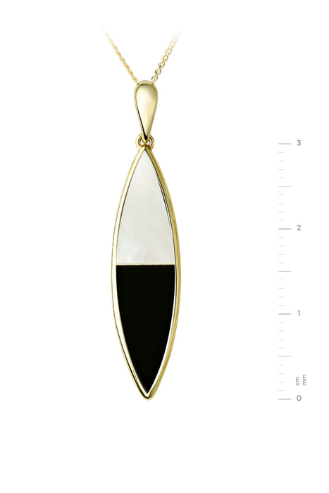 9ct Yellow Gold  Mother of Pearl and Onyx Necklace