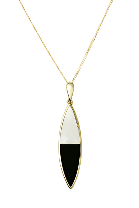 9ct Yellow Gold  Mother of Pearl and Onyx Necklace