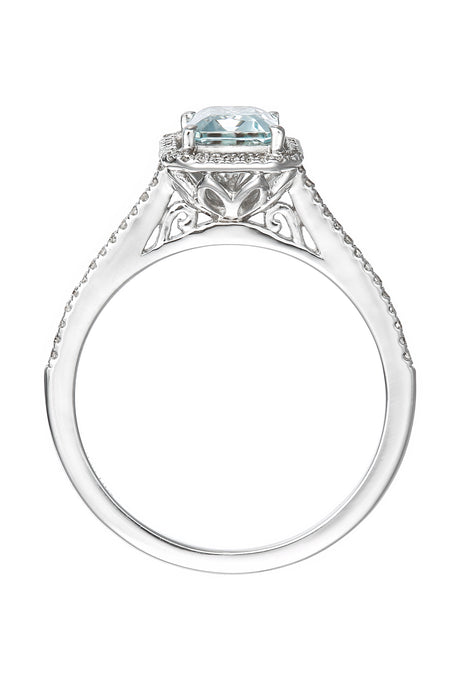 9ct White Gold Aquamarine and 0.12ct Diamond Ring