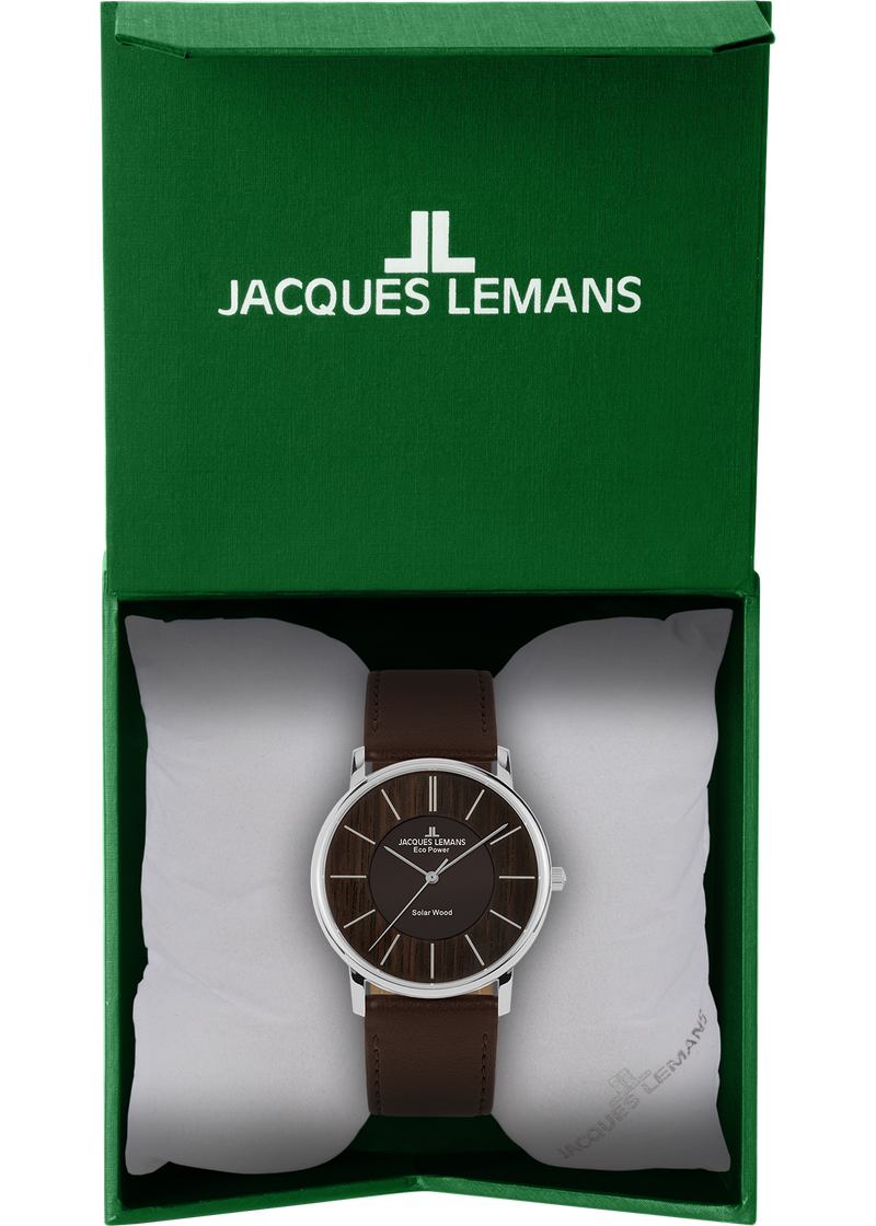 Eco Power Solar Wood Dark Brown Vegan Strap Men's Watch