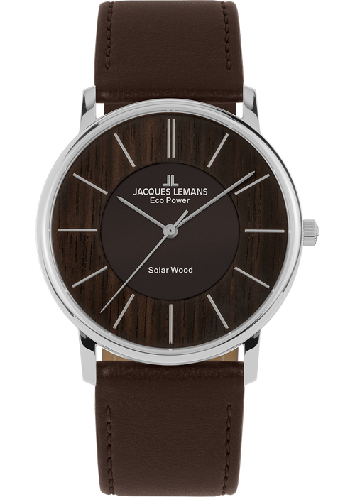 Eco Power Solar Wood Dark Brown Vegan Strap Men's Watch