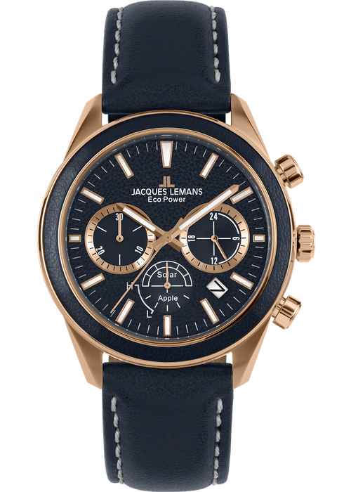 Eco Power Solar Chronograph Vegan Strap Rose Gold Plated Men's Watch