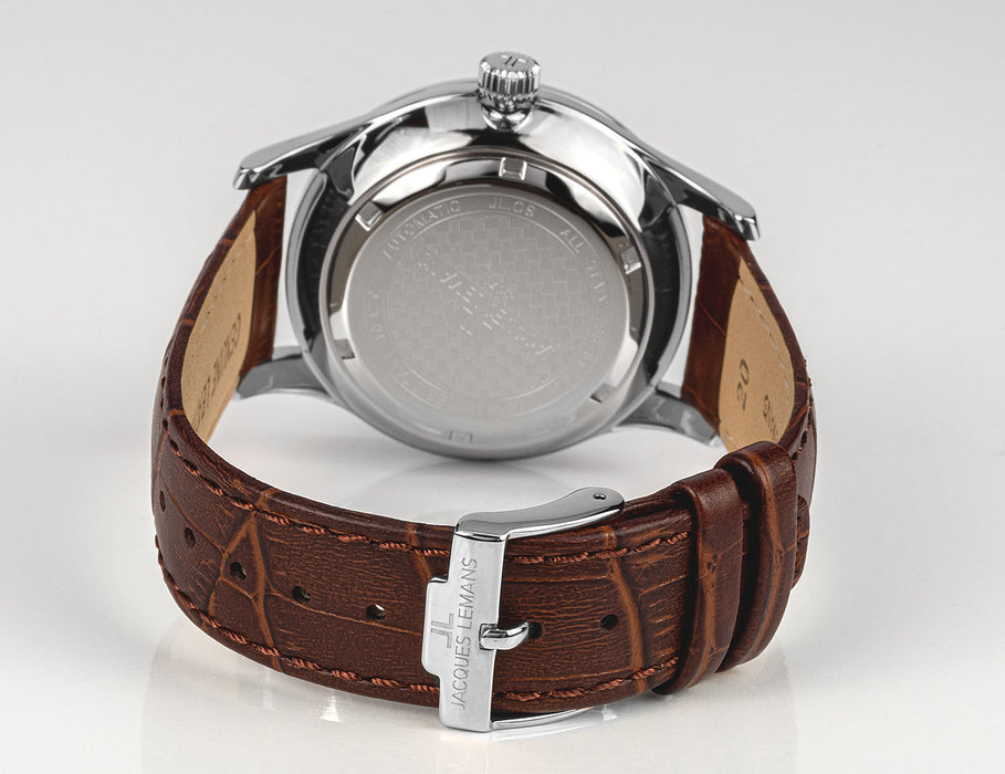 London Automatic Brown Leather Strap Men's Watch