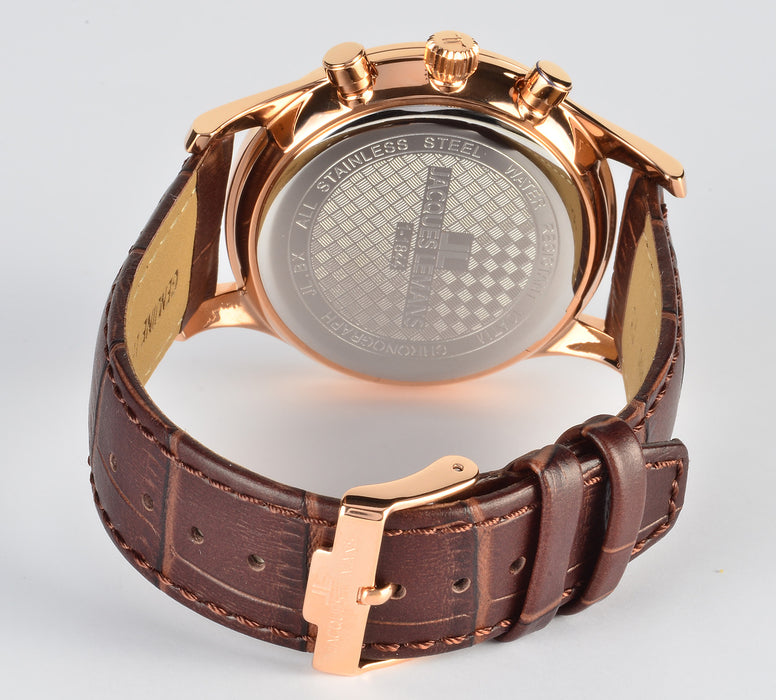 London Chronograph Tan Leather Strap Rose Gold Plated Men's Watch