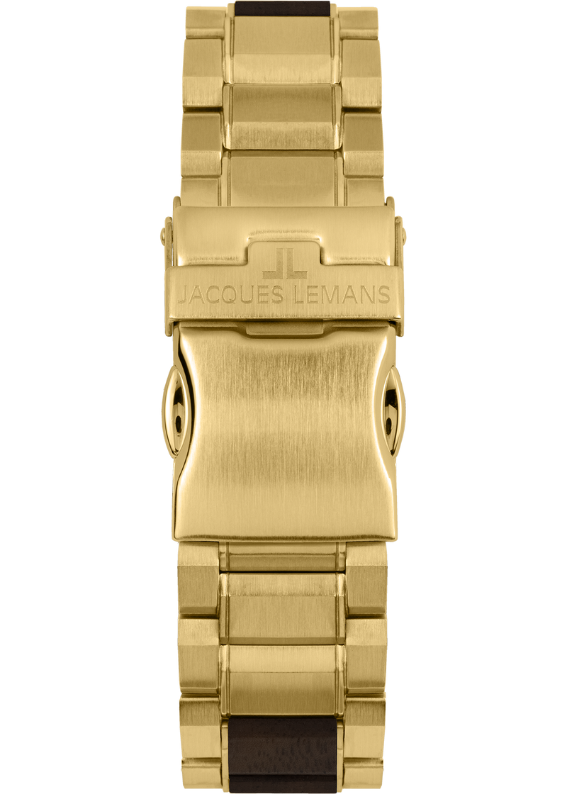 Eco Power Solar Wood Chronograph Gold Plated Vegan Men's Bracelet Watch