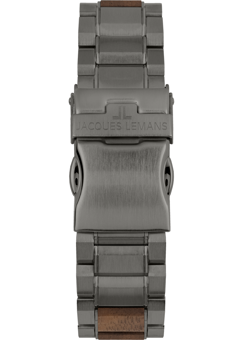 Eco Power Solar Wood Stainless Steel Grey Men's Bracelet Watch