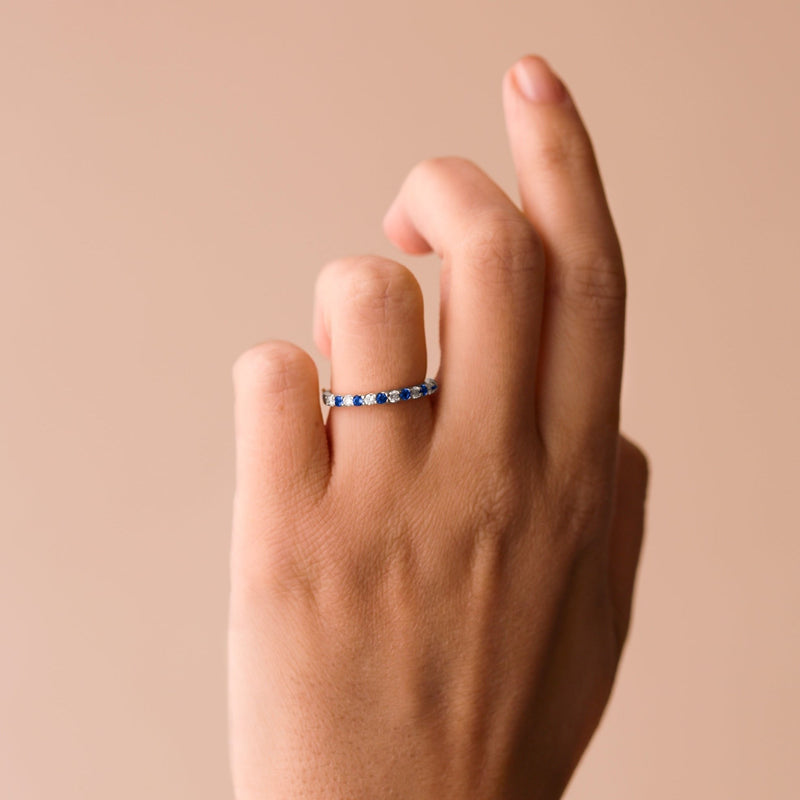 Odette | 9ct Yellow Gold 0.25ct tw Lab Grown Diamond and Created Sapphire Eternity Ring