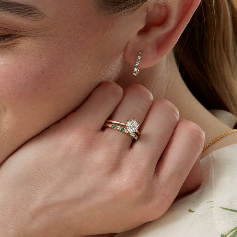 Odette | 9ct Yellow Gold 0.25ct tw Lab Grown Diamond and Created Emerald Eternity Ring
