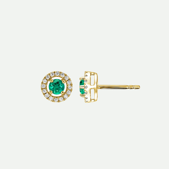 Orla | 9ct Yellow Gold Lab Grown Diamond and Created Emerald Earrings-2