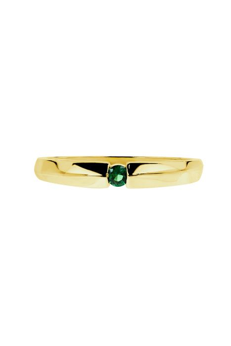 9ct Yellow Gold 2.5mm Green Cubic Zirconia 3mm Band Ring