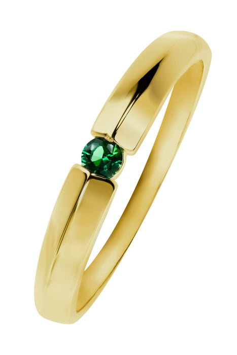 9ct Yellow Gold 2.5mm Green Cubic Zirconia 3mm Band Ring