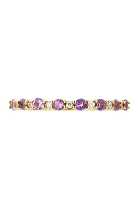 9ct Yellow Gold Amethyst and Diamond Ring